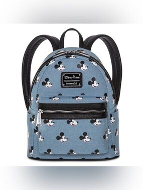 Disney Parks x Loungefly Denim Mickey Mouse Mini Backpack.